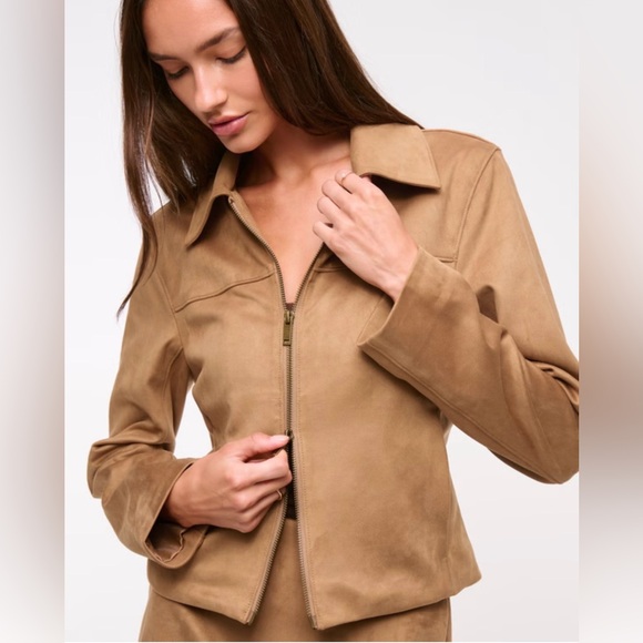 Abercrombie & Fitch slim zip vegan suede jacket - Picture 2 of 7